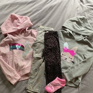 Girls size 4 btween pink and grey hoodie sets